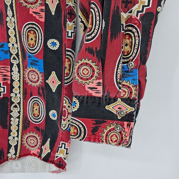 Vintage Wrangler Shirt Mens 16 34 Aztec Southwest Western Rodeo Brushpopper - Picture 3 of 10